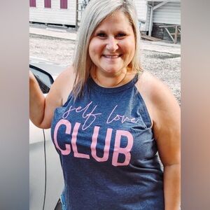 District Rocker Tank Heather Blue XXL Screened Self Love Image